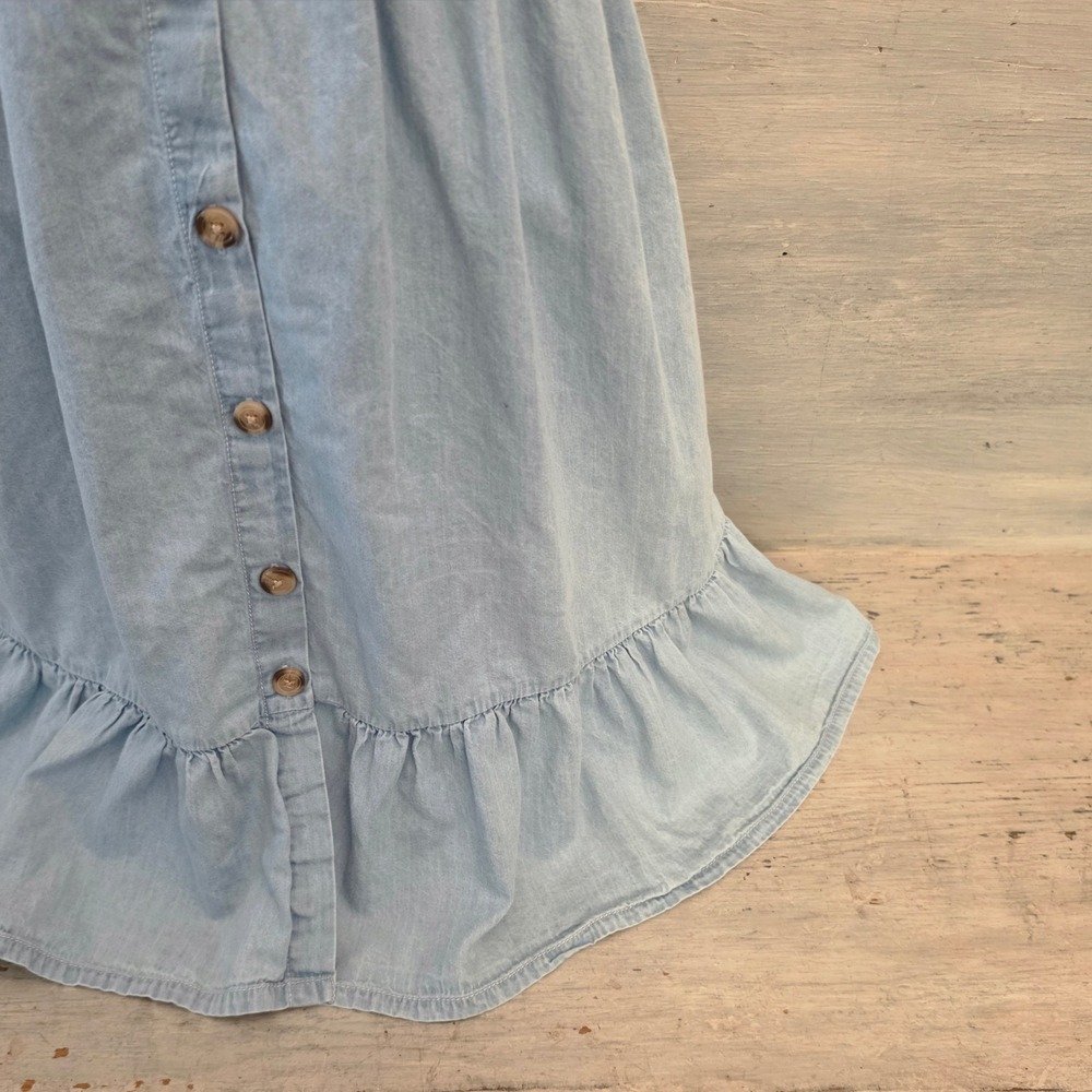 Japna 100% Cotton Light Wash Denim Sleeveless Aline Mini Dress Size Small GC - Picture 4 of 8